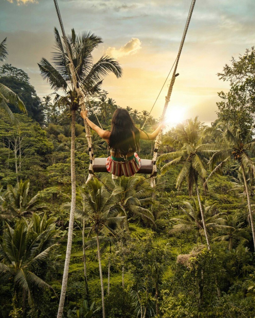 Best things to do in Bali: Playing on a swing above Tegalalang Rice Terraces in Bali