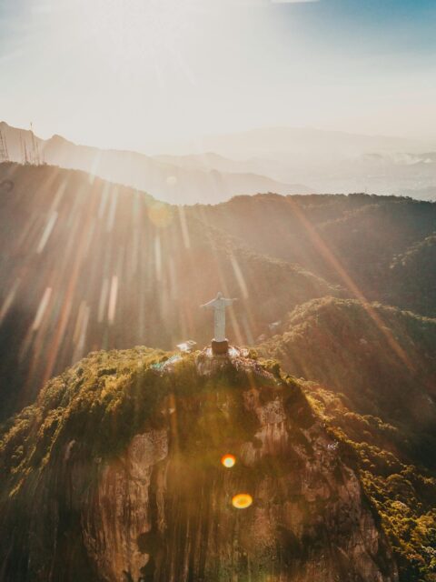 Brazil Travel Itinerary 10 Days: Christ the Redeemer statue overlooking Rio de Janeiro from Corcovado Mountain.