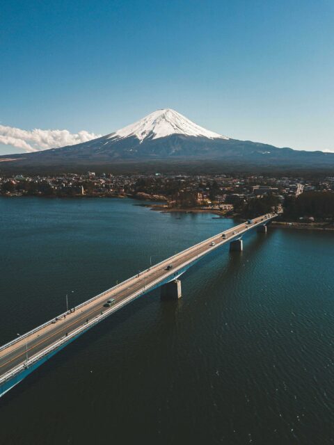 things around mount fuji: Tranquil morning at Lake Kawaguchiko with Mount Fuji in the backdrop